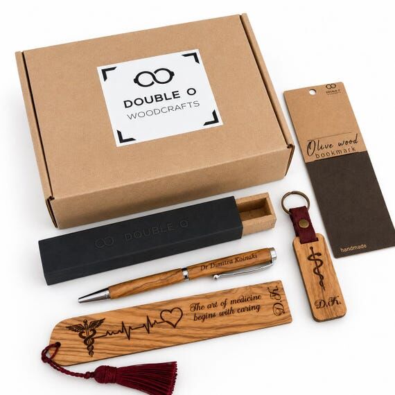 Personalized Doctor Gift Set, Olive Wood Pen,...