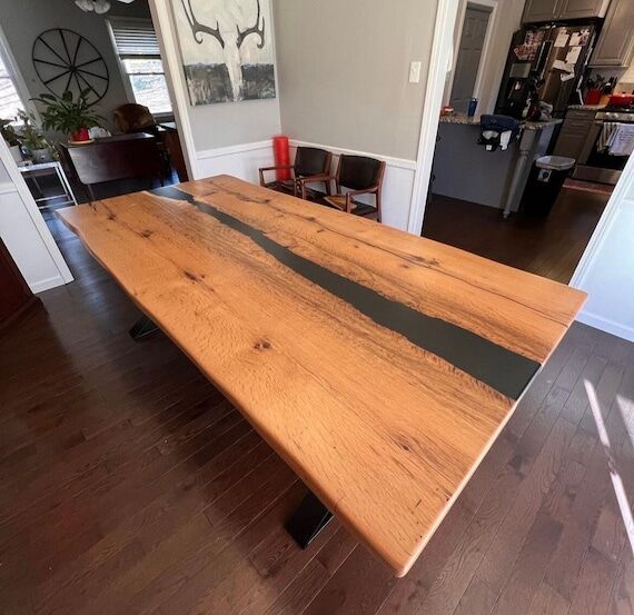 Custom Epoxy Resin River Dining Table: Handma...