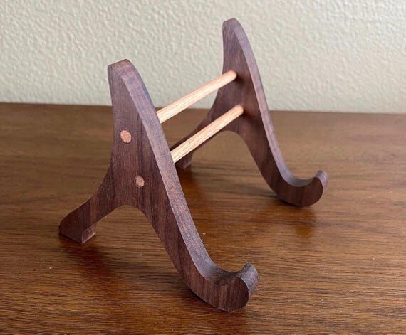 Custom Made Vintage Style Walnut Wood Plate P...