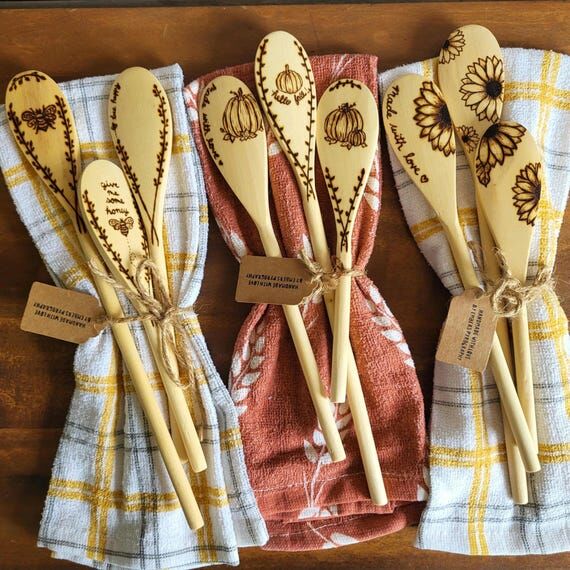Wood Burned Serving Spoon Set...