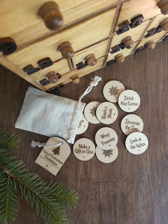Wooden Advent Calendar Activity Tokens | Reus...