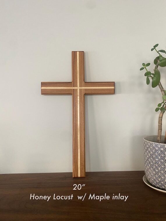 Handmade Wood Wall Cross: Custom Size, Walnut...