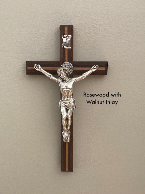 Handmade Wooden Benedictine Crucifix: St. Ben...