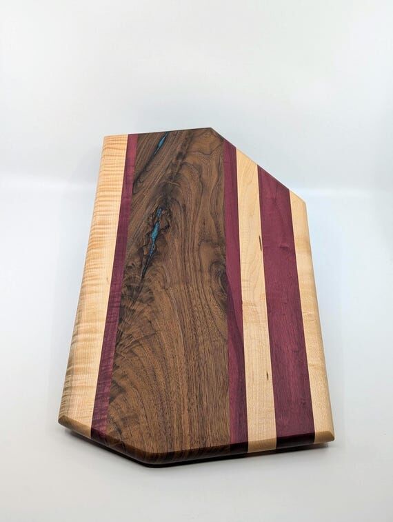 Walnut, Purple Heart, Maple cutting serving b...
