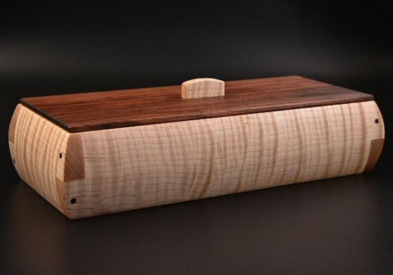 Box made from CURLY TIGER Maple with WALNUT a...