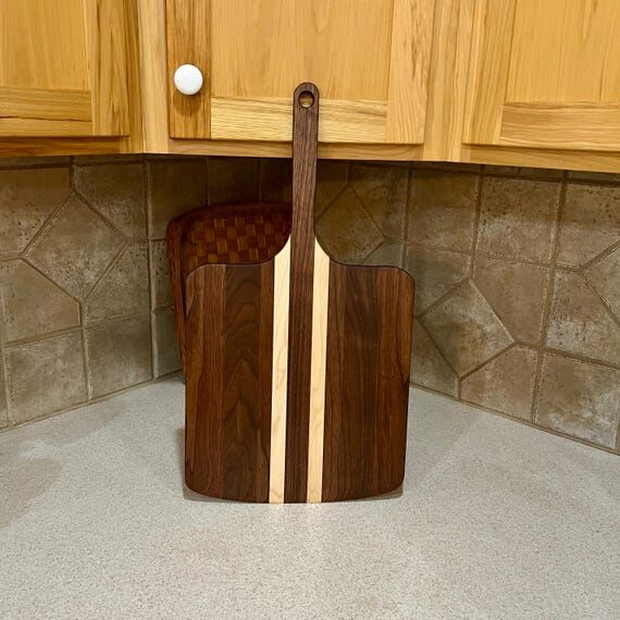 Handmade Striped Pizza Peel, Walnut pizza pad...