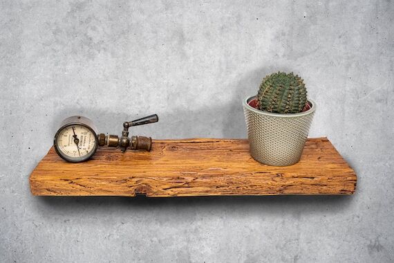 Floating shelves made of rustic wood reclaime...