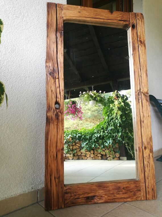 Mirror made of old wood recovered from a 200 ...