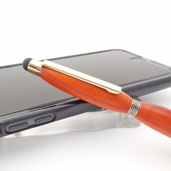 Handmade Padauk Wood Stylus Pen: Gold Hardwar...