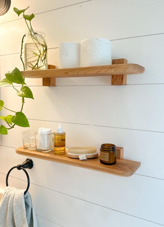 Handmade Floating Shelf / Rounded Edge Wooden...