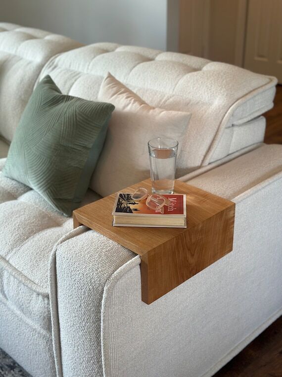 Handmade Wood Sofa Arm Table - Couch Tray / C...