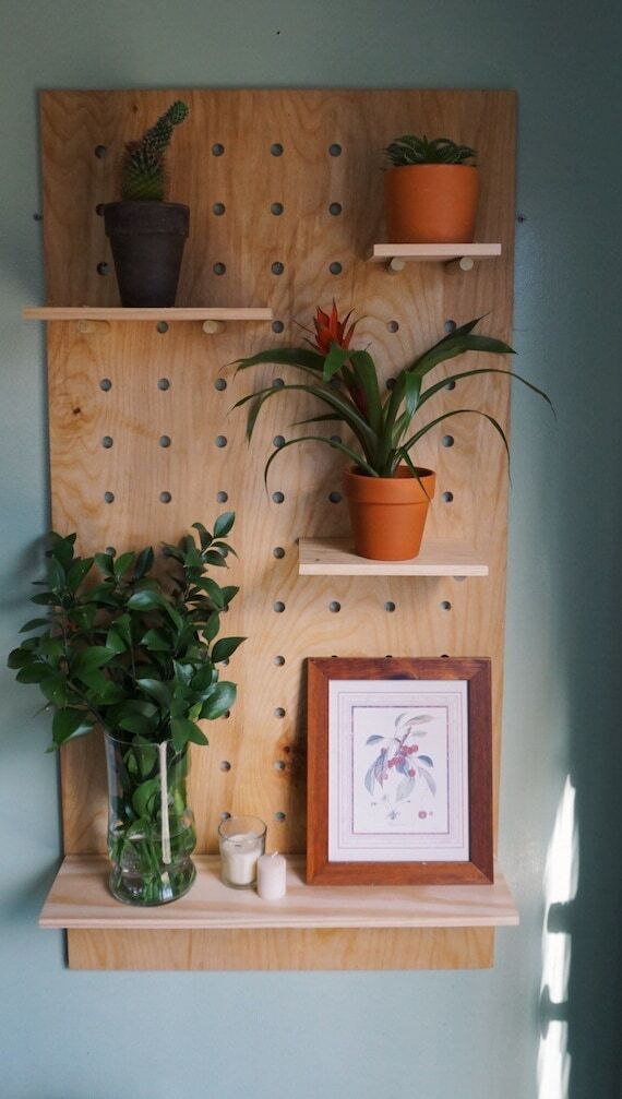 Handmade Birch Plywood Pegboard Shelf/ Kitch...