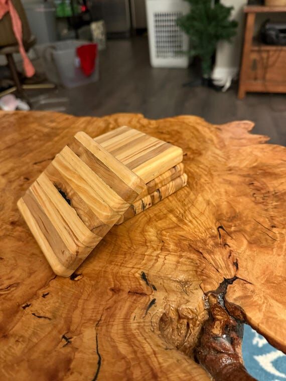 Handmade Wooden Coaster Set of 4 -Reclaimed w...