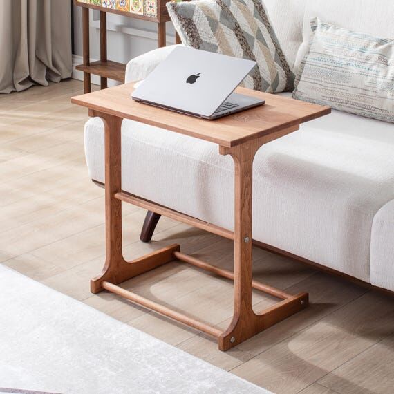 Beech Wood C Table: Modern Sofa Laptop & Snac...