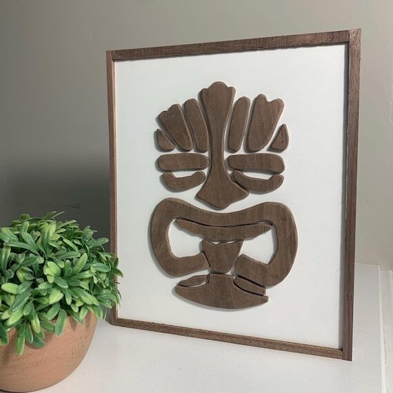 Handmade Tiki Art Wood Wall Art Beach Decor H...
