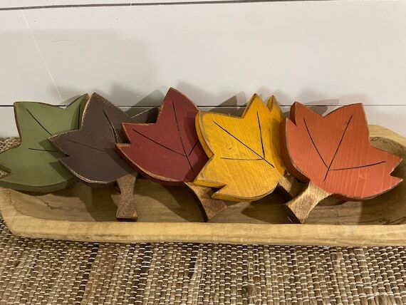 Rustic Wood Leaves: Hand-Cut Fall Decor Shelf...