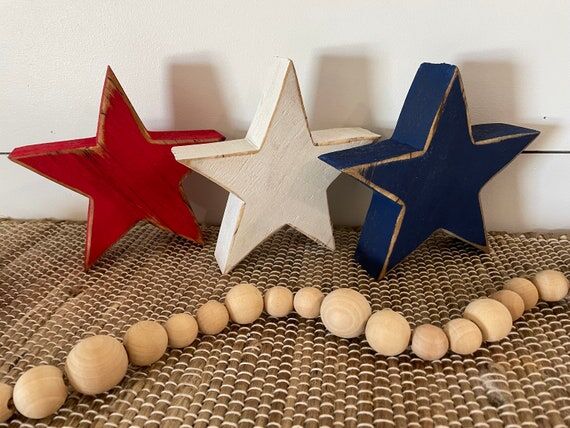 Rustic Reclaimed Wood Star Set: 4th of July D...