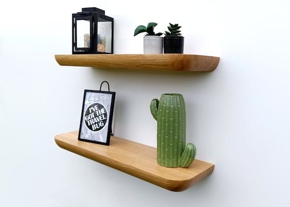 Oak Floating Shelf with Curved Edges, Handmad...