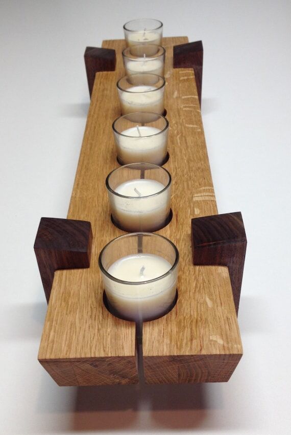 Wooden candle holder / Table center piece dim...