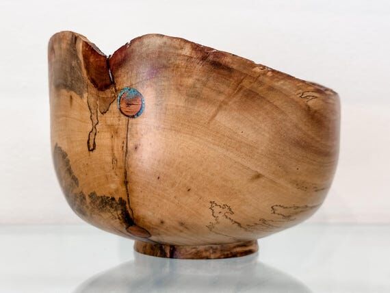Handmade Hawaiian Lama Wood Bowl: Turquoise I...