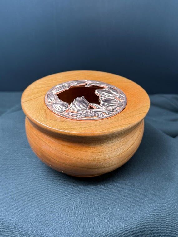 Lidded Cherry Wood Potpourri Bowl...