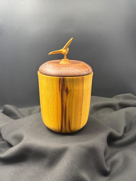 Black Alder Wood and Walnut Wood Lidded Vesse...