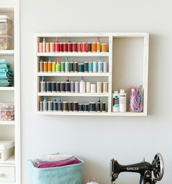 Wood Thread Spool Organizer: Farmhouse Sewing...