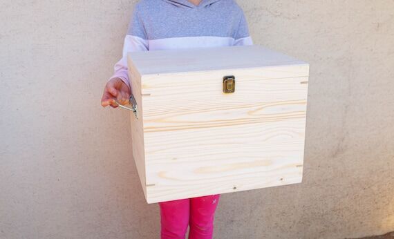 Unfinished Pine Wood Box with Hinges: DIY Cra...