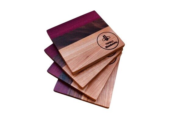 Handmade Wood Coaster Set...
