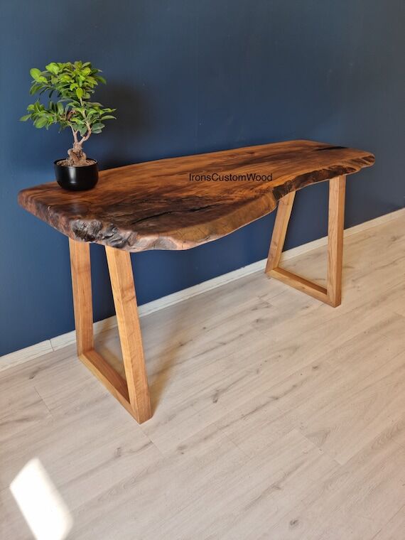 Live Edge Walnut Desk: Solid Wood Computer Ta...