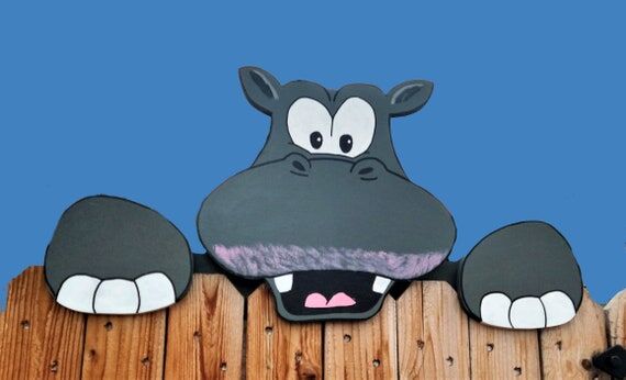Hippopotamus Fence Peeker or Wall Hanging Yar...