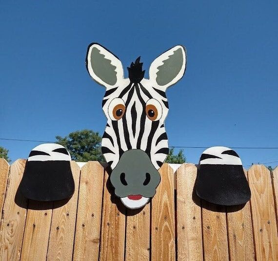Jumbo Zebra Fence Peeker Yard Art Garden Zoo ...