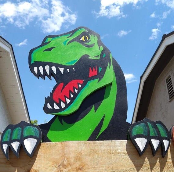 Tyrannosaurus Rex T-Rex Dinosaur Fence Peeker...