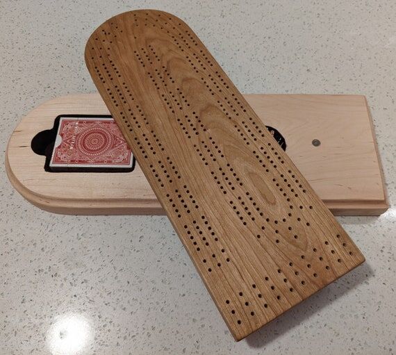 3 Player Cribbage Board with Hidden Card and ...