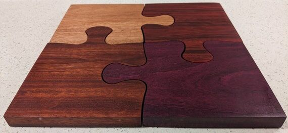 Handmade Wooden Puzzle Piece Interlocking Cha...