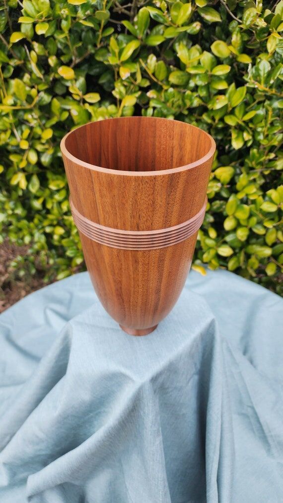 Walnut Vase -- Tall Wooden Vessel -- Handcraf...