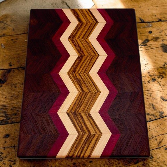 Handmade Chevron Charcuterie Board, Exotic Wo...