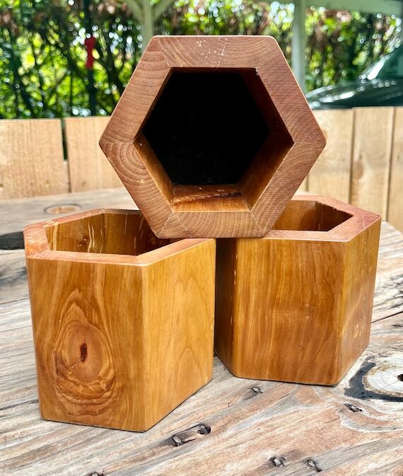 Handmade Apple Wood Pen & Pencil Holder | Loc...