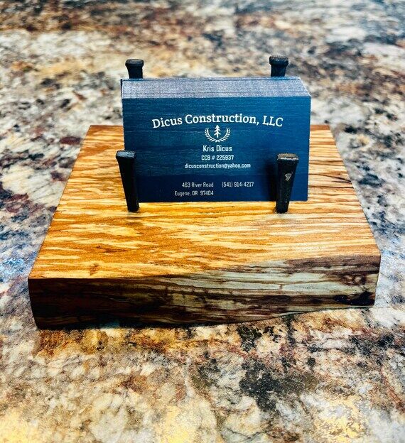 Live Edge Apple Wood Business Card Holder: Ha...