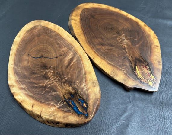Bookmatched Black Walnut Serving Board Set wi...
