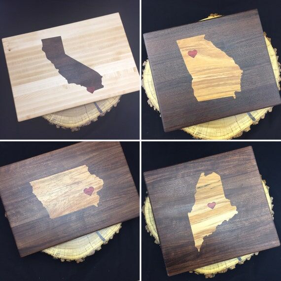 Bespoke State Cutting Board with heart inlay...