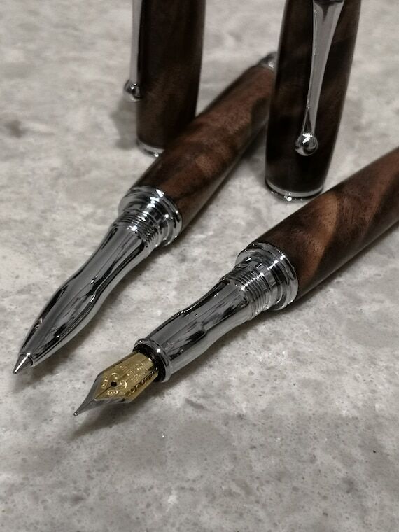 Wood Fountain Pen - Custom Trim Options - Iri...