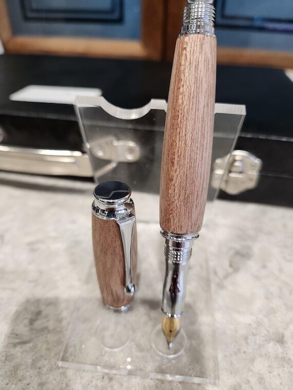 Meranti Wood Pen with Chrome Trim - Ballpoint...