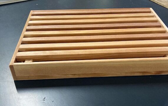 Hardwood Bread Slicing Tray with Crumb Catche...