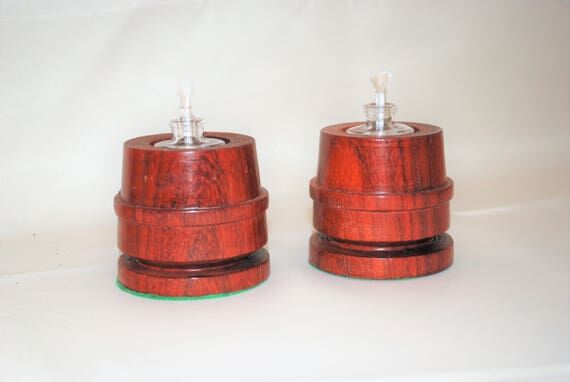 Two Lovely Spirit Lamp Holders in Padauk Wood...