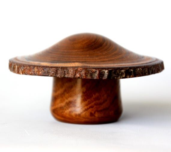 Woodturned Laburnum Mushroom Box: Natural Edg...