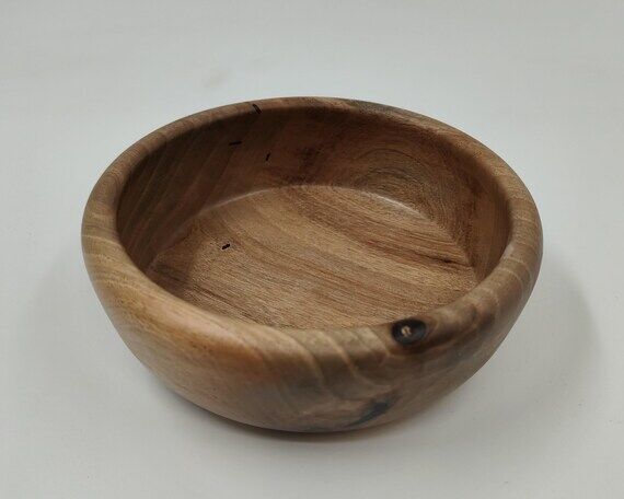 Handturned Walnut Wooden Bowl, Black Epoxy Cr...