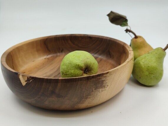 Handturned Walnut Wooden Bowl, Epoxy filled c...