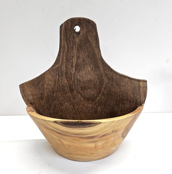 Live Edge Cherry Wood Wall Bowl, Handmade Han...