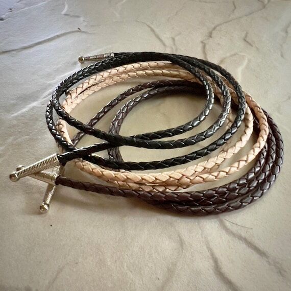Leather Cord Ties for Bolo Ties - 4mm Braided...